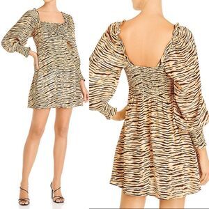 Faithfull The Brand Zebra Print Long Sleeve Dress